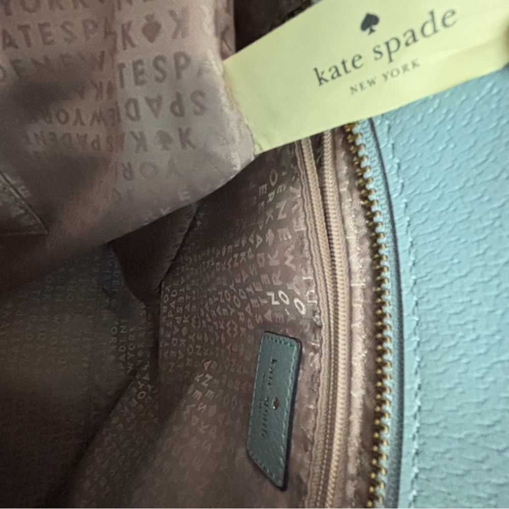 Kate Spade New Yorker Sawyer Street Maxi Baby Blue Leather XL Tote  12” x 13”‎ - Picture 7 of 14